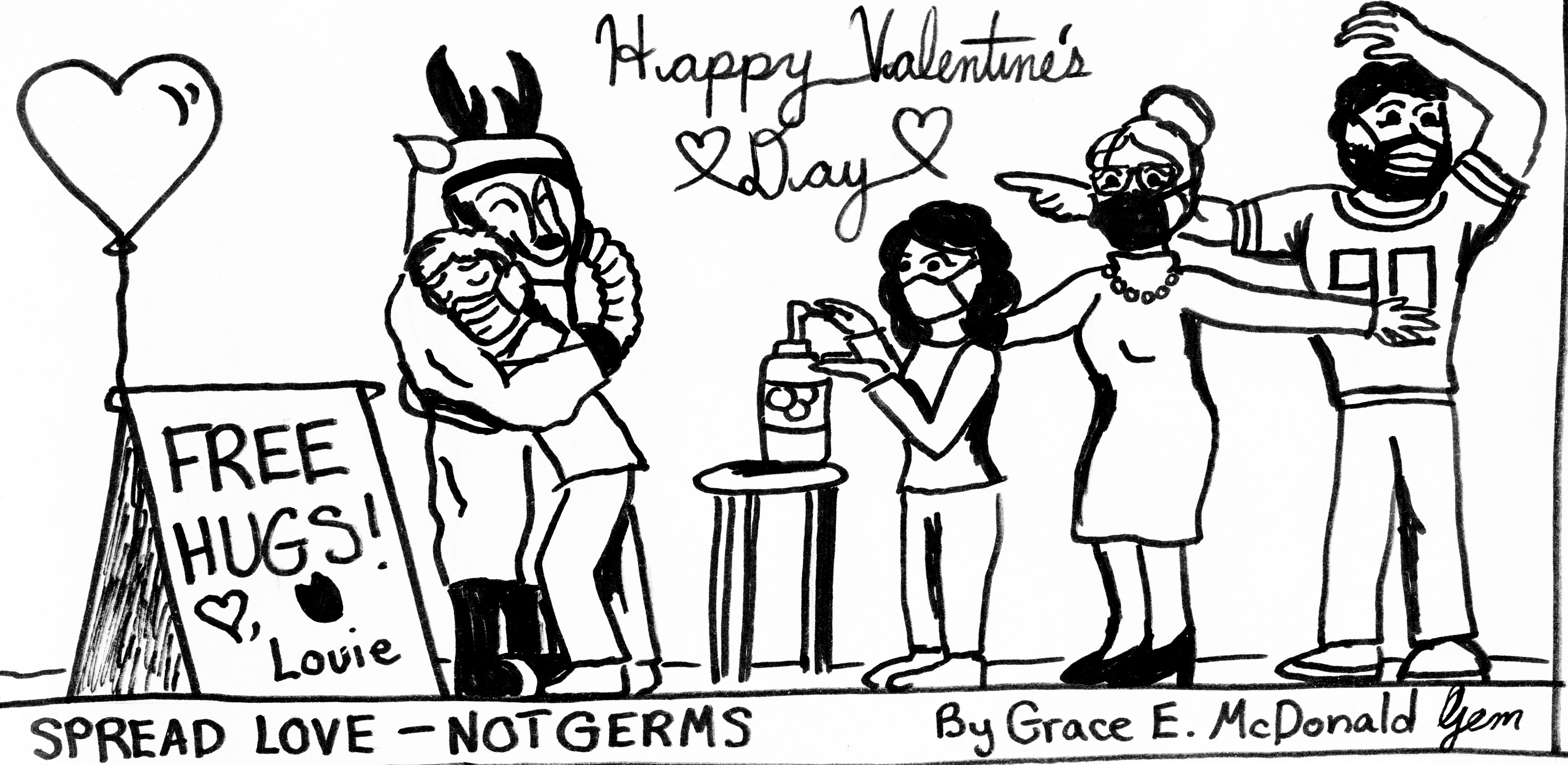 Spread love, not germs cartoon