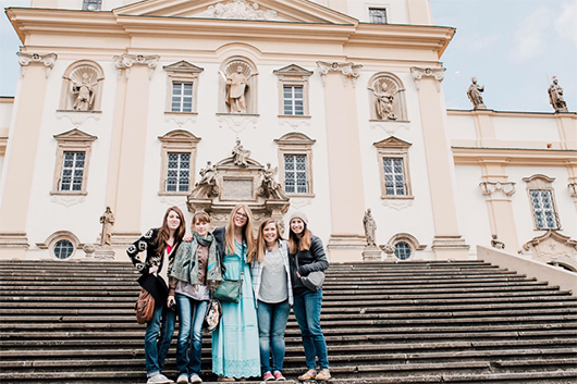 From left to right, Holly Hartman, Anastasia Barmina, Marrissa Nutter, Megan Jaeger and Kassidy McConville in Mikulov, Czech Republic