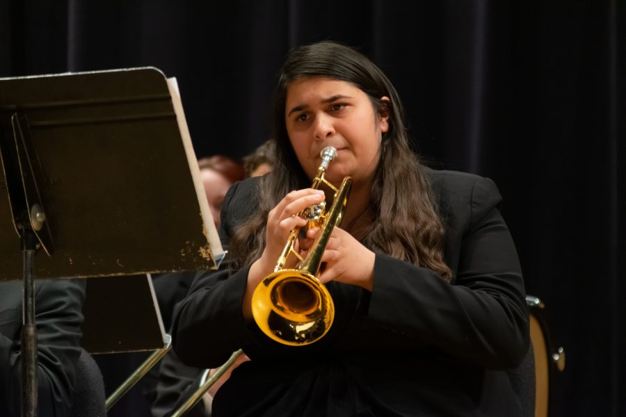 Allison Singh performing with the UNK Wind Ensemble