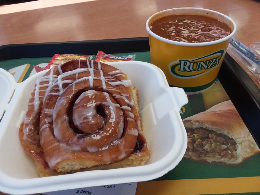 Runza features a classic Nebraska combination of chili and cinnamon rolls, a popular menu item.
