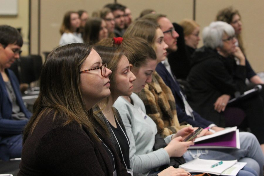Students+listening+to+Dr.+Lindsey+churchill+speak+at+the+womens+conference