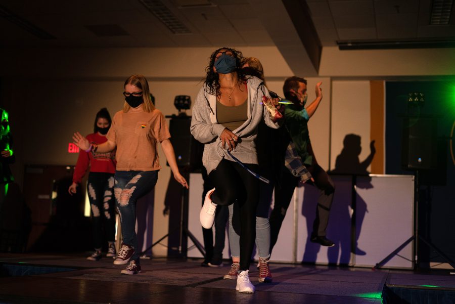 Students danced while social distancing during the Drag Showcase.