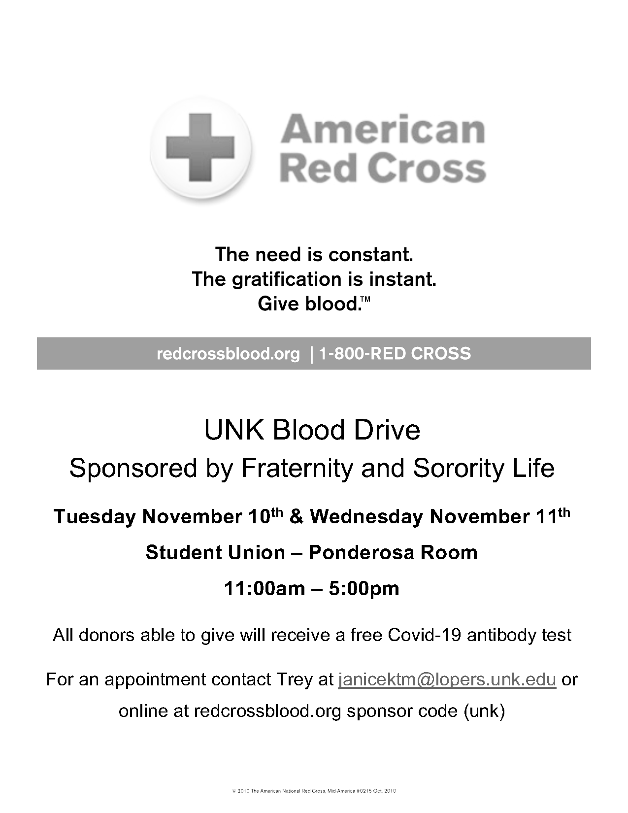 Fraternity and Sorority Life sponsored The American Red Cross blood drive.