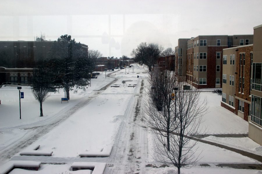 Snowy weather has prioritized snow removal on campus.