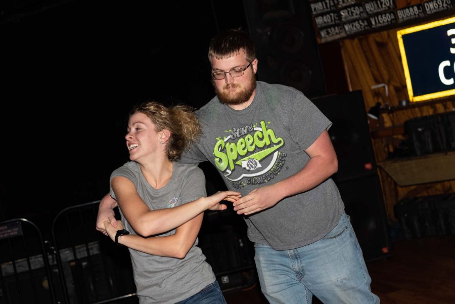 Wynn Cannon and Brody Fetters swing dance at Joe’s Honky Tonk on Tuesday nights.