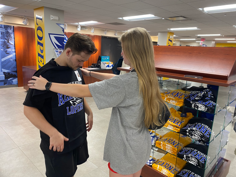 Colton Proplesch and Morgan Scanlon browse the spirit shop. Photo provided by Grace McDonald / Antelope Staff