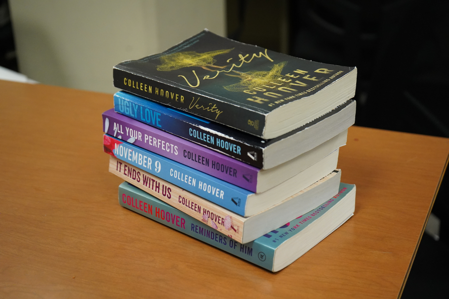 Colleen Hoover books. Photo provided by Kolton Maturey / Antelope Staff