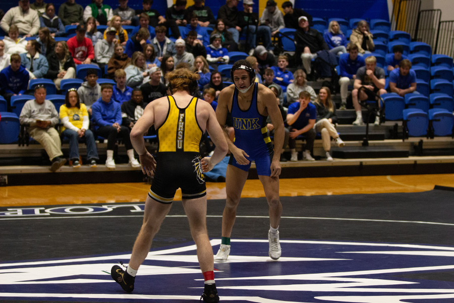 Redshirt+senior+Teontae+Wilson+picked+up+his+14th+win+of+the+year+against+Clint+Herrick+of+Fort+Hays+State+at+157+pounds+winning+the+match+4-1.+Photo+by+Grant+Tighe+%2F+Antelope+Staff