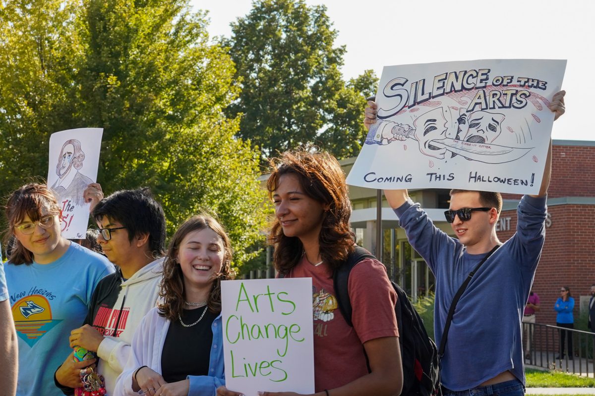 Students joined the budget cut topic with protests and rally. Photo by Shelby Berglund / Antelope Staff