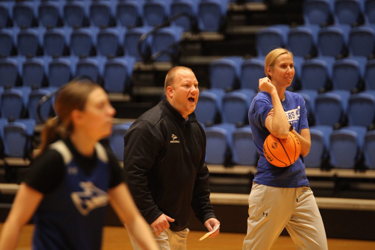 Drew Johnson is assisted by wife Nicole Ohlde-Johnson as they enter their first year coaching the Lopers. Photo by Treaton Harimon / Antelope Staff