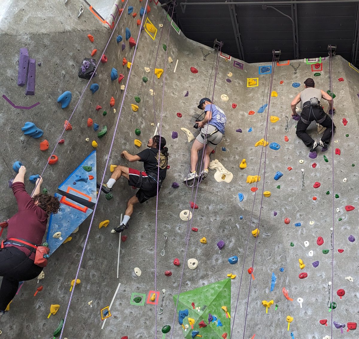 Climbers compete in the first 55 minute round of climbing to build up their route points. Photo by Micah Torres / Antelope Staff