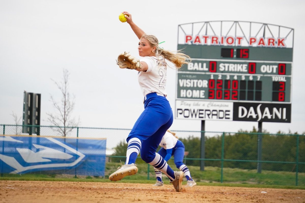 Lauryn Haggadone pitches against Newman during UNKs doubleheader on April 19. 