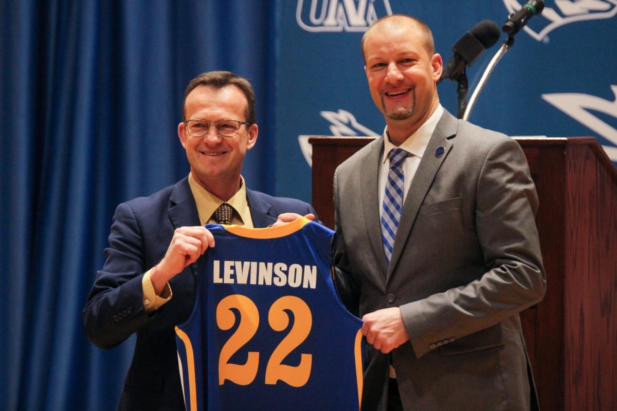 Marty Levinson was officially introduced as the new mens basketball coach Friday morning. Photo by Traeton Harimon / Antelope Staff