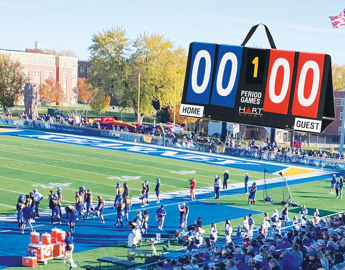 This new scoreboard at Ron & Carol Cope Stadium was approved and will begin construction this spring and will be completed in the fall of 2028. Photo illustration by Jon Willis / Antelope Staff