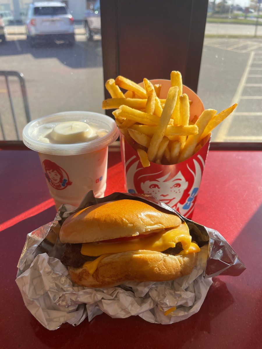 Wendy's "Krabby Patty Kollab" meal comes with the Krabby Patty Kollab burger, fries and the Pineapple Under the Sea Frosty. Photo by Mario Crispin / Antelope Staff