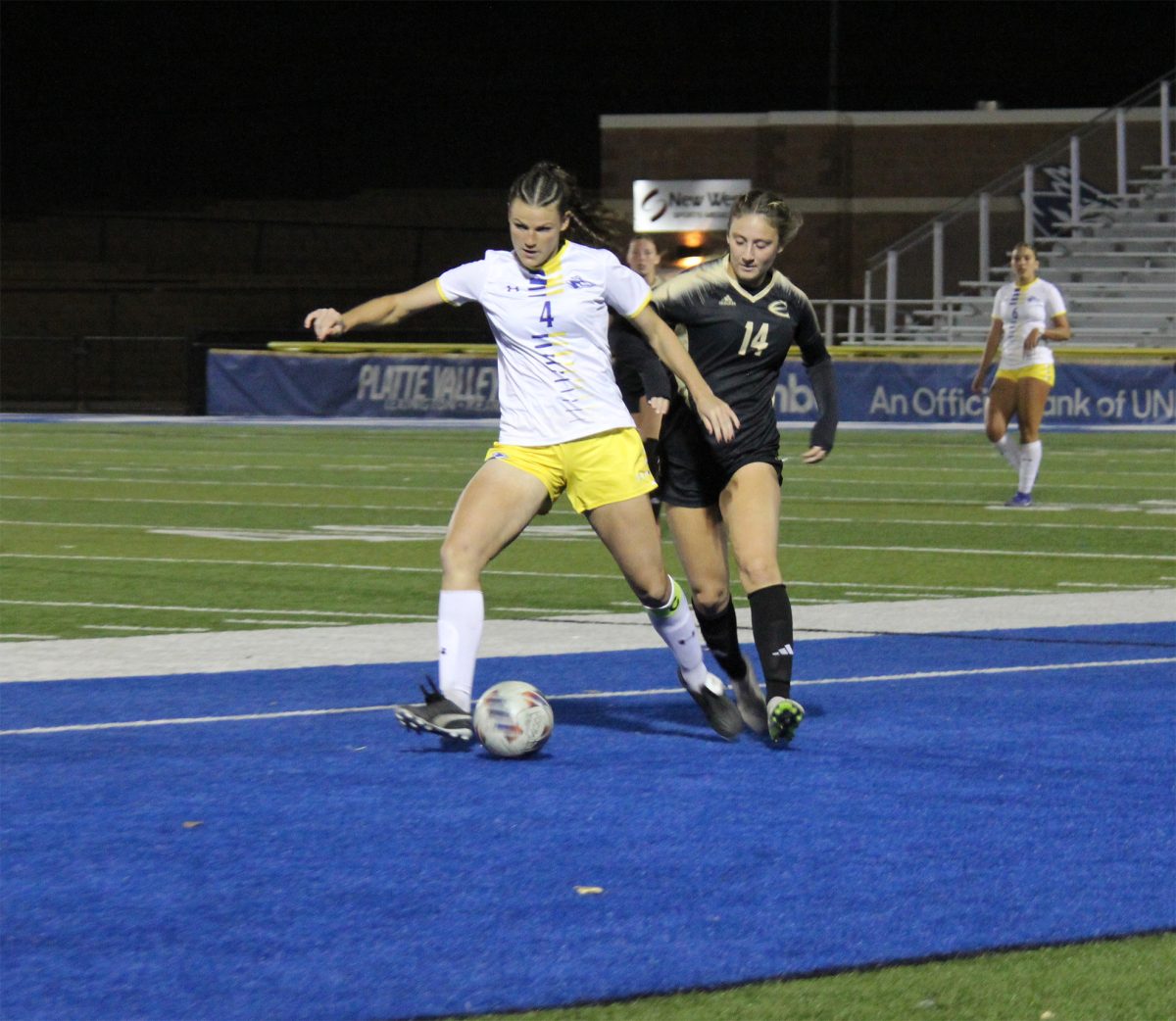 Two-time all-MIAA selection Dolcie Hanlon was one of six seniors honored in the 3-2 win over Emporia State. Photo by Jenju Peters / Antelope Staff