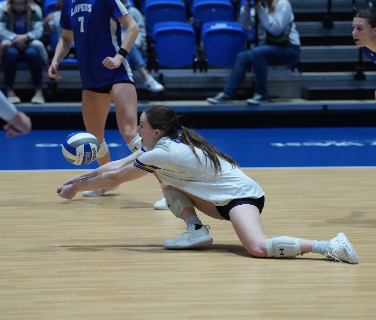 Graduate libero Alli Wiese has 566 digs on the season, earning her MIAA libero and co-defensive player of the year. Photo by Gabby Roche / Antelope Staff